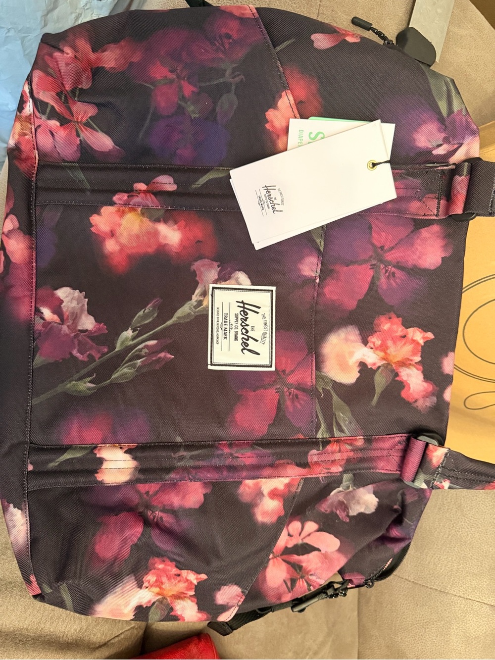 Herschel Supply Company Purple Floral Backpack with Pink Accents